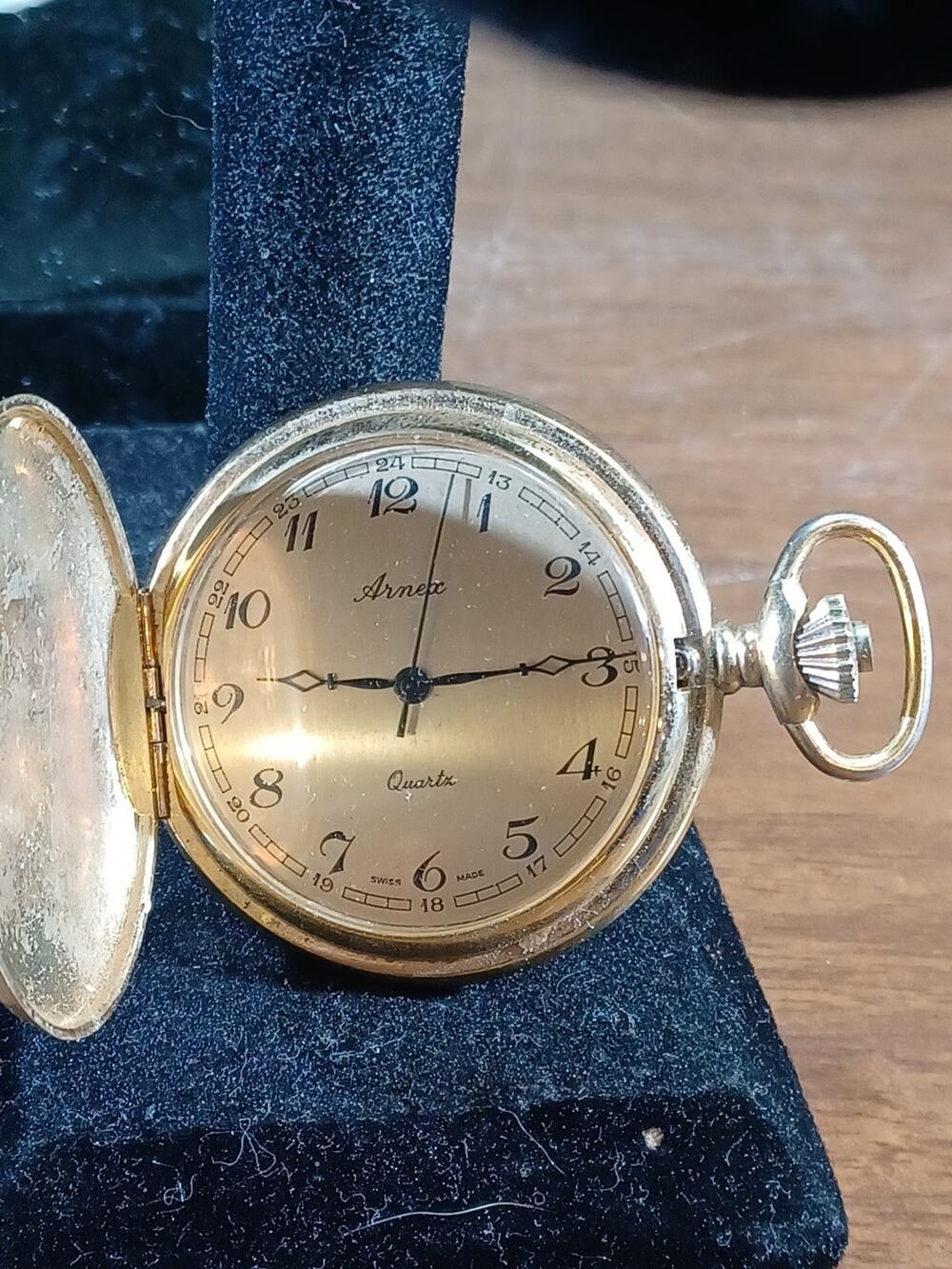 ARNEX GOLD Plated POCKET WATCH Needs Battery